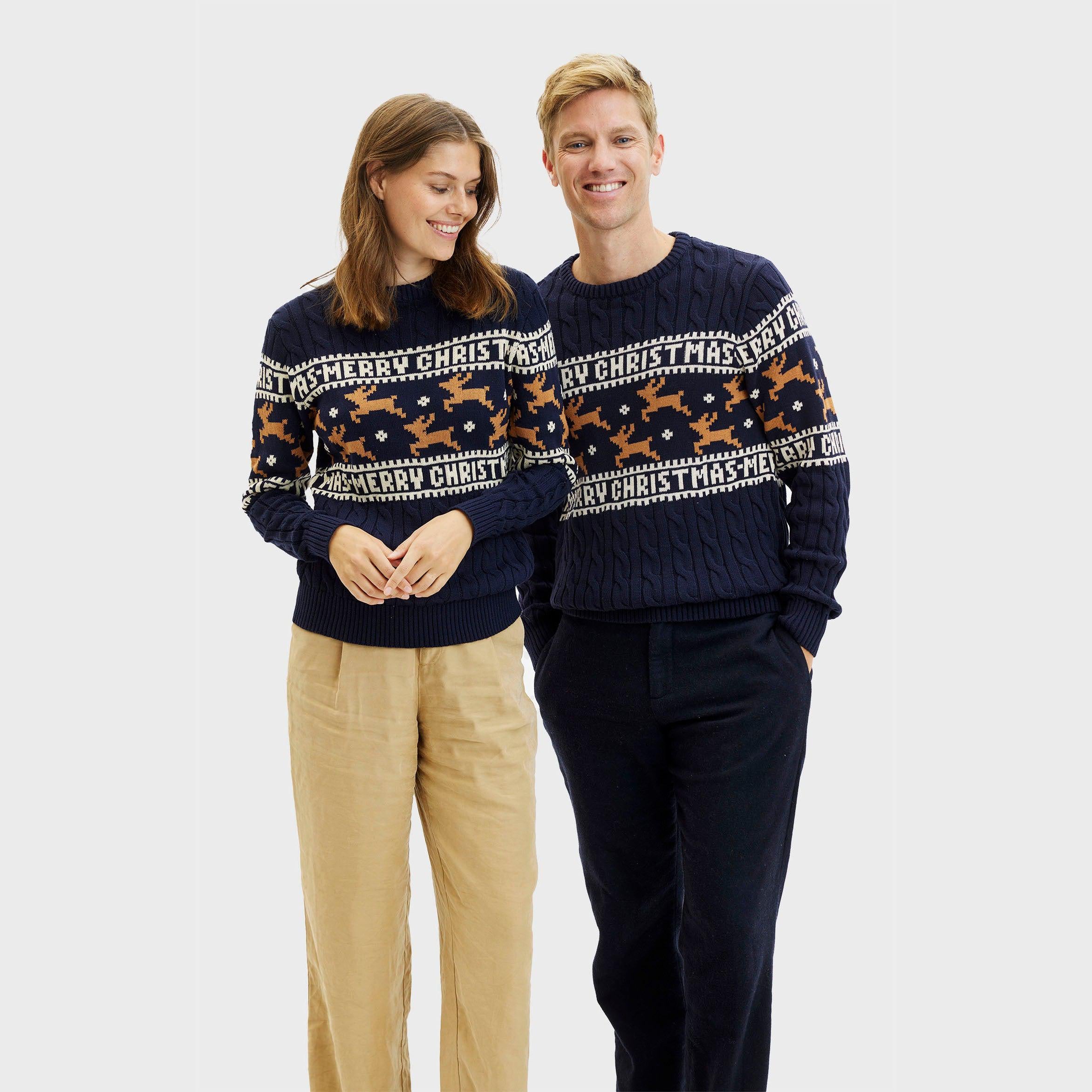 De Elegante Kersttrui Blauw - Heren.